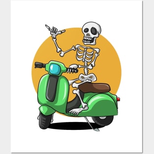 motorbike rider skull vespa Posters and Art